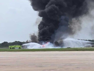  Momento exacto en que avión se accidenta en La Romana
